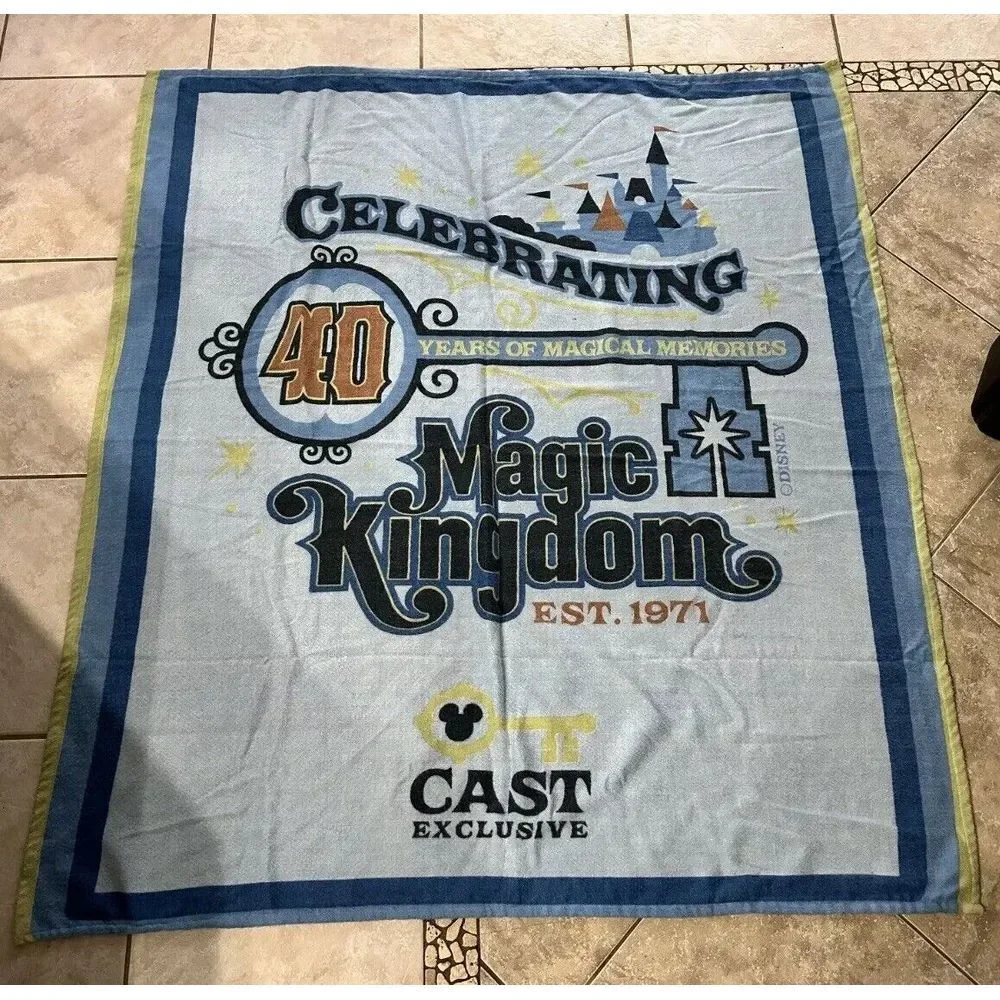 Disney Cast Member Exclusive Magic Kingdom 40 Years Throw Blanket Prop Sign